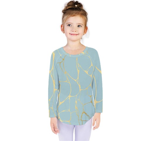 Mint,gold,marble,pattern Kids  Long Sleeve Tee by NouveauDesign