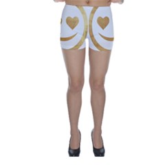 Gold Smiley Face Skinny Shorts by NouveauDesign