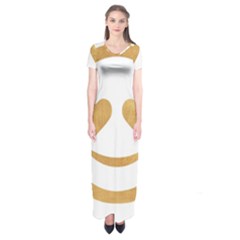 Gold Smiley Face Short Sleeve Maxi Dress