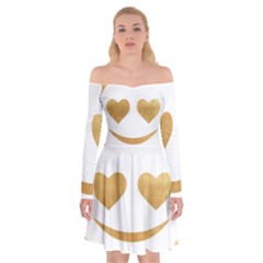 Gold Smiley Face Off Shoulder Skater Dress by NouveauDesign