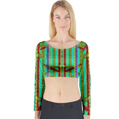 Gift Wrappers For Body And Soul In  A Rainbow Mind Long Sleeve Crop Top by pepitasart