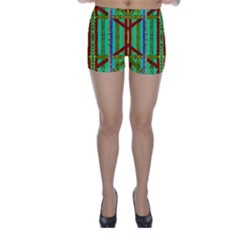 Gift Wrappers For Body And Soul In  A Rainbow Mind Skinny Shorts by pepitasart