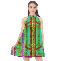 Gift Wrappers For Body And Soul In  A Rainbow Mind Halter Neckline Chiffon Dress  by pepitasart