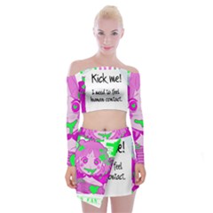 Kick Me! Off Shoulder Top With Mini Skirt Set by psychodeliciashop