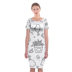 Set Chalk Out Scribble Collection Classic Short Sleeve Midi Dress by Celenk