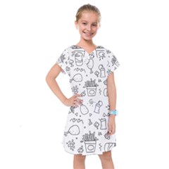 Set Chalk Out Scribble Collection Kids  Drop Waist Dress by Celenk