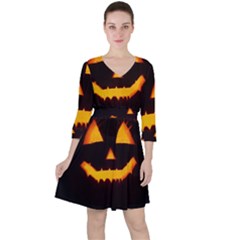 Pumpkin Helloween Face Autumn Ruffle Dress