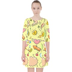 Cute Sketch Child Graphic Funny Pocket Dress by Celenk