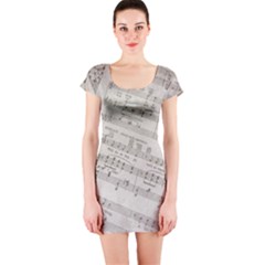 Sheet Music Paper Notes Antique Short Sleeve Bodycon Dress by Celenk