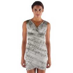 Sheet Music Paper Notes Antique Wrap Front Bodycon Dress by Celenk