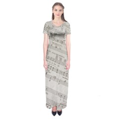 Sheet Music Paper Notes Antique Short Sleeve Maxi Dress by Celenk