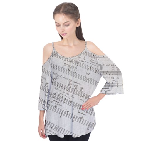 Sheet Music Paper Notes Antique Flutter Tees by Celenk