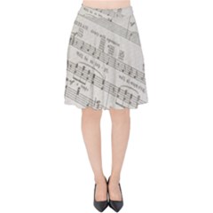 Sheet Music Paper Notes Antique Velvet High Waist Skirt by Celenk