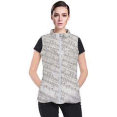 Sheet Music Paper Notes Antique Women s Puffer Vest by Celenk