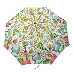 Doodle New Year Party Celebration Folding Umbrellas by Celenk