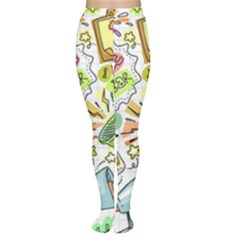 Doodle New Year Party Celebration Women s Tights