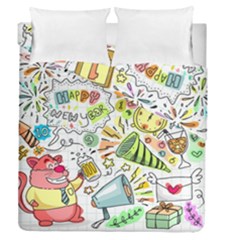 Doodle New Year Party Celebration Duvet Cover Double Side (queen Size) by Celenk