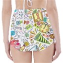 Doodle New Year Party Celebration High-Waisted Bikini Bottoms View2