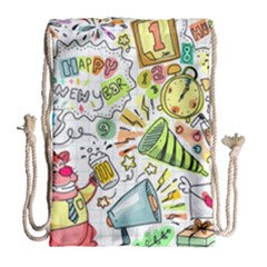 Doodle New Year Party Celebration Drawstring Bag (large) by Celenk