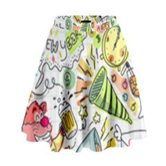 Doodle New Year Party Celebration High Waist Skirt by Celenk