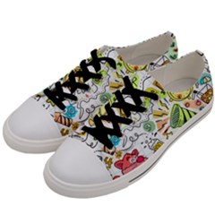 Doodle New Year Party Celebration Men s Low Top Canvas Sneakers