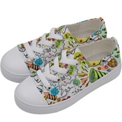 Doodle New Year Party Celebration Kids  Low Top Canvas Sneakers by Celenk