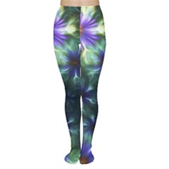 Fractal Painting Blue Floral Women s Tights