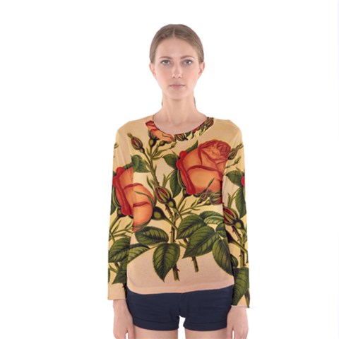 Vintage Flowers Floral Women s Long Sleeve Tee by Celenk