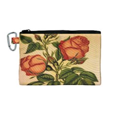 Vintage Flowers Floral Canvas Cosmetic Bag (medium) by Celenk