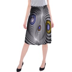 Fractal Silver Warp Pattern Midi Beach Skirt by Celenk