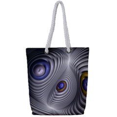 Fractal Silver Warp Pattern Full Print Rope Handle Tote (small)