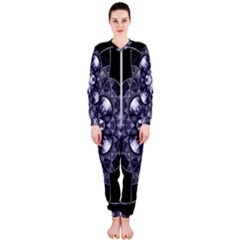 Fractal Blue Denim Stained Glass Onepiece Jumpsuit (ladies)  by Celenk