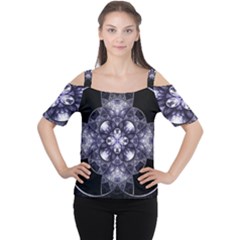 Fractal Blue Denim Stained Glass Cutout Shoulder Tee