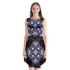 Fractal Blue Denim Stained Glass Sleeveless Chiffon Dress   by Celenk