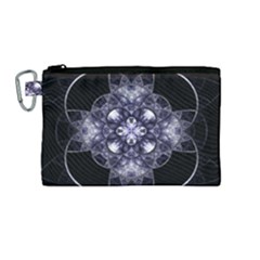 Fractal Blue Denim Stained Glass Canvas Cosmetic Bag (medium)