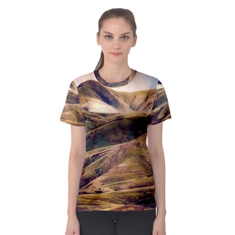 Iceland Mountains Sky Clouds Women s Sport Mesh Tee by Celenk