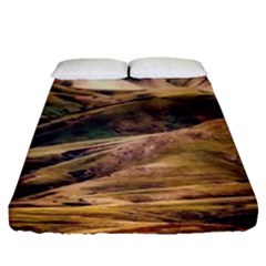 Iceland Mountains Sky Clouds Fitted Sheet (Queen Size)