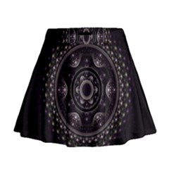 Fractal Mandala Circles Purple Mini Flare Skirt by Celenk