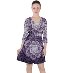 Fractal Floral Striped Lavender Ruffle Dress