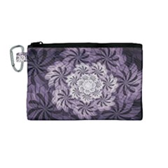 Fractal Floral Striped Lavender Canvas Cosmetic Bag (medium)