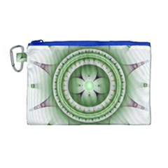 Fractal Mandala Green Purple Canvas Cosmetic Bag (large) by Celenk