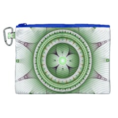 Fractal Mandala Green Purple Canvas Cosmetic Bag (xl) by Celenk