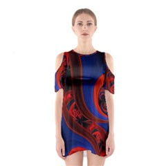 Fractal Abstract Pattern Circles Shoulder Cutout One Piece