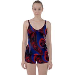 Fractal Abstract Pattern Circles Tie Front Two Piece Tankini by Celenk