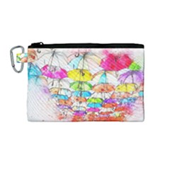 Umbrella Art Abstract Watercolor Canvas Cosmetic Bag (medium)