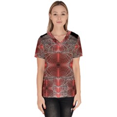 Fractal Diamond Circle Pattern Scrub Top by Celenk