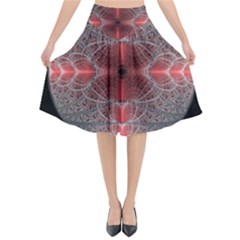 Fractal Diamond Circle Pattern Flared Midi Skirt