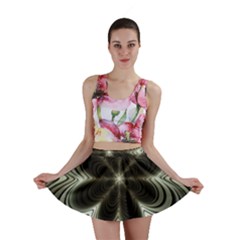 Fractal Silver Waves Texture Mini Skirt by Celenk