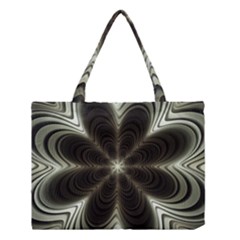 Fractal Silver Waves Texture Medium Tote Bag by Celenk