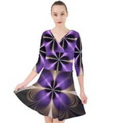 Fractal Glow Flowing Fantasy Quarter Sleeve Front Wrap Dress	